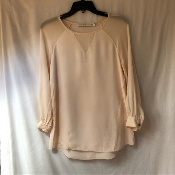 Marie Oliver Light Blush Long Sleeve Sheer Blouse - Picture 1 of 7